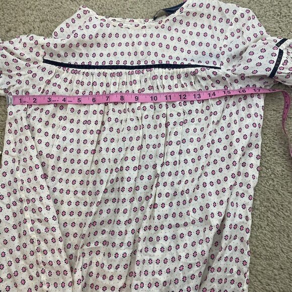 French Connection Womens Blouse Size 2 Modal Bell Sleeve Geometric Polka Dot Top - Picture 7 of 10